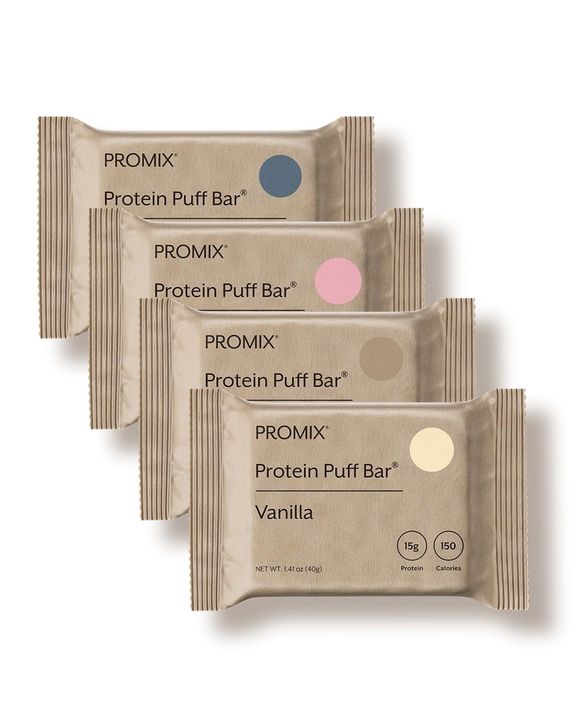 ProMix Nutrition Protein Puff Bares - Pacote Variety - Baunilha, Chocolate, Morangueiro, Mirtilo - Marshmallow Crispy Treat - Alta Proteína e Baixa Caloria - 12 Bares