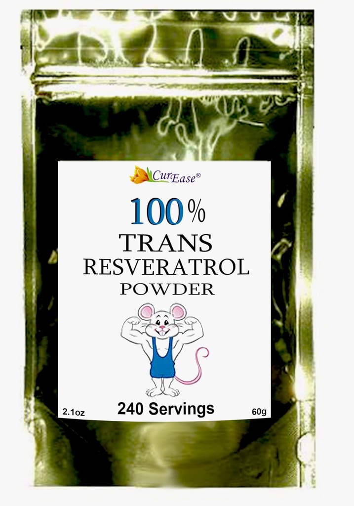 100% Pure Trans Resveratrol Powder 240 Servings 2,1 onças (60 gramas) 250mg Por Servings