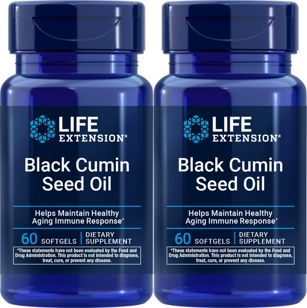 Extensão de vida Black Cumin Seed Oil, 60 softgels (Pacote de 2)