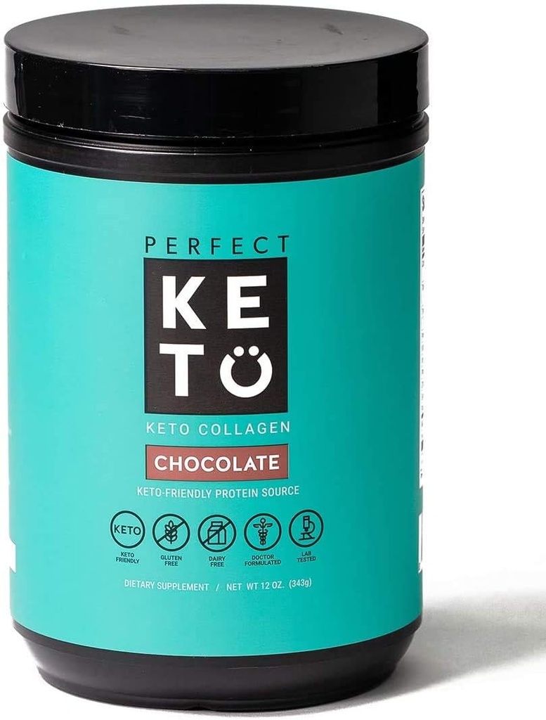 Perfeito Keto Collagen Protein Powder com óleo MCT - Grassfed, GF, Multi Suplemento, Melhor para dietas Ketogenic, Use como Keto Creamer, em café e batidos para mulheres e homens