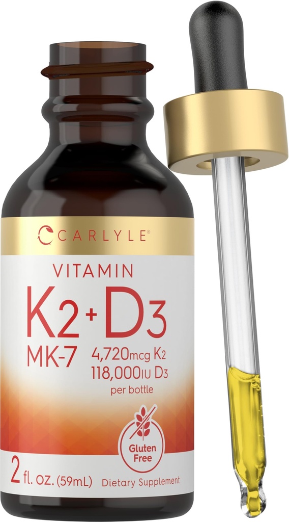 Carlyle Vitamina D3 K2 Drops 2 Fl-Oz Suplemento MK-7