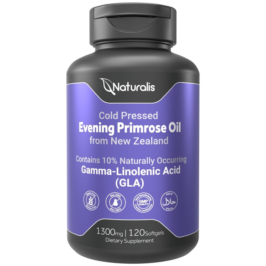 Naturalis Evening Primrose Oil (1300mg) 100% Natural da Nova Zelândia □ Non-GMO, Soy & Gluten Free, Zero Filler