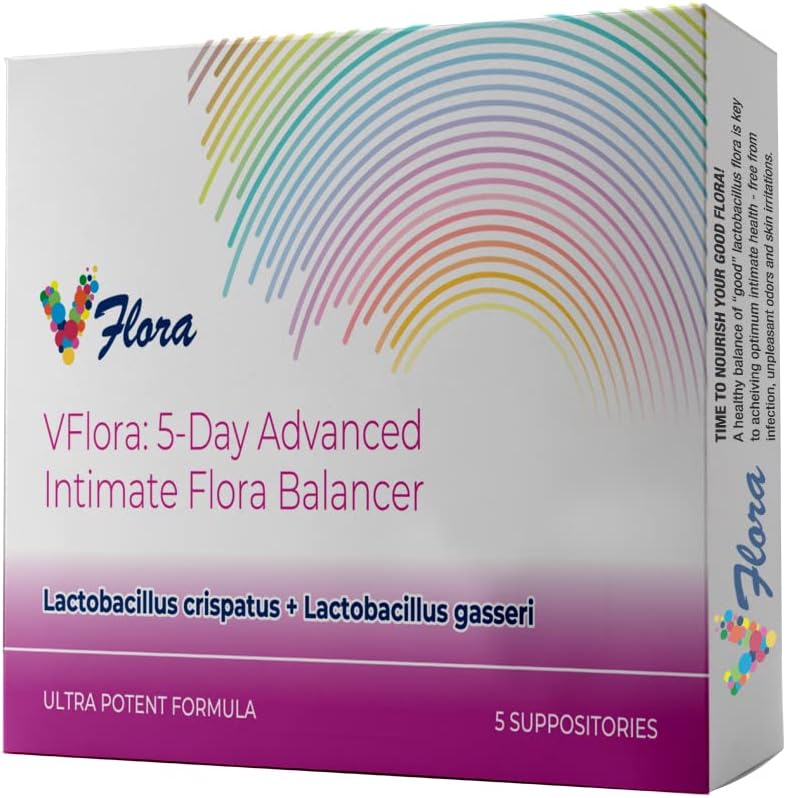 VagiBiom 5-Dia Vflora (Lactobacillus crispatus + L. gasseri) para equilibrar Flora íntima. Nutrição e Nutrição Flora boa para a saúde da pele. Ultra Potente 100% Natural Vegan (5 Supositórios)