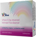 VagiBiom 5-Dia Vflora (Lactobacillus crispatus + L. gasseri) para equilibrar Flora íntima. Nutrição e Nutrição Flora boa para a saúde da pele. Ultra Potente 100% Natural Vegan (5 Supositórios)