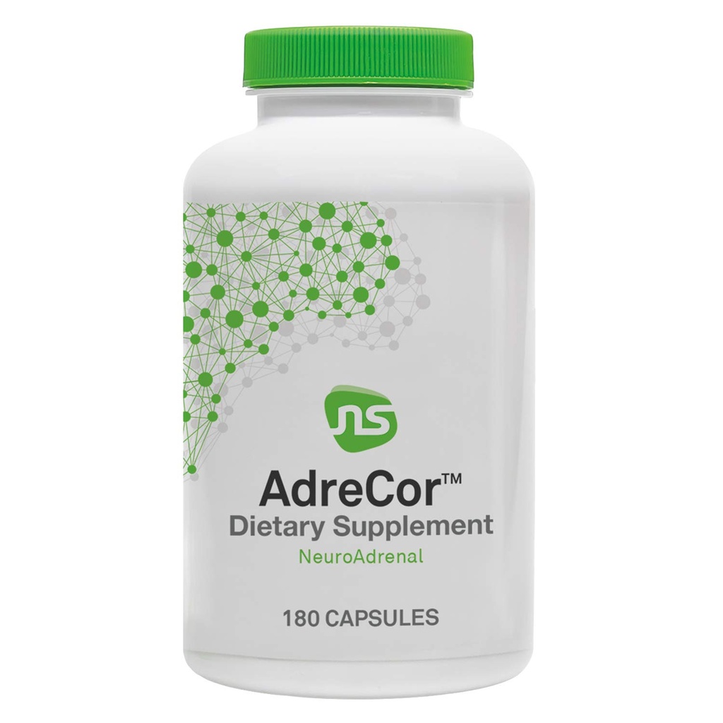 NeuroScience AdreCor - Suporte Adrenal e Suplemento Energético com Rhodiola Rosea, Vitamina B6 & Green Tea Extract - Ajuda a reduzir a fadiga e neblina cerebral, promove o gerenciamento de humor e estresse (180 Cápsulas)