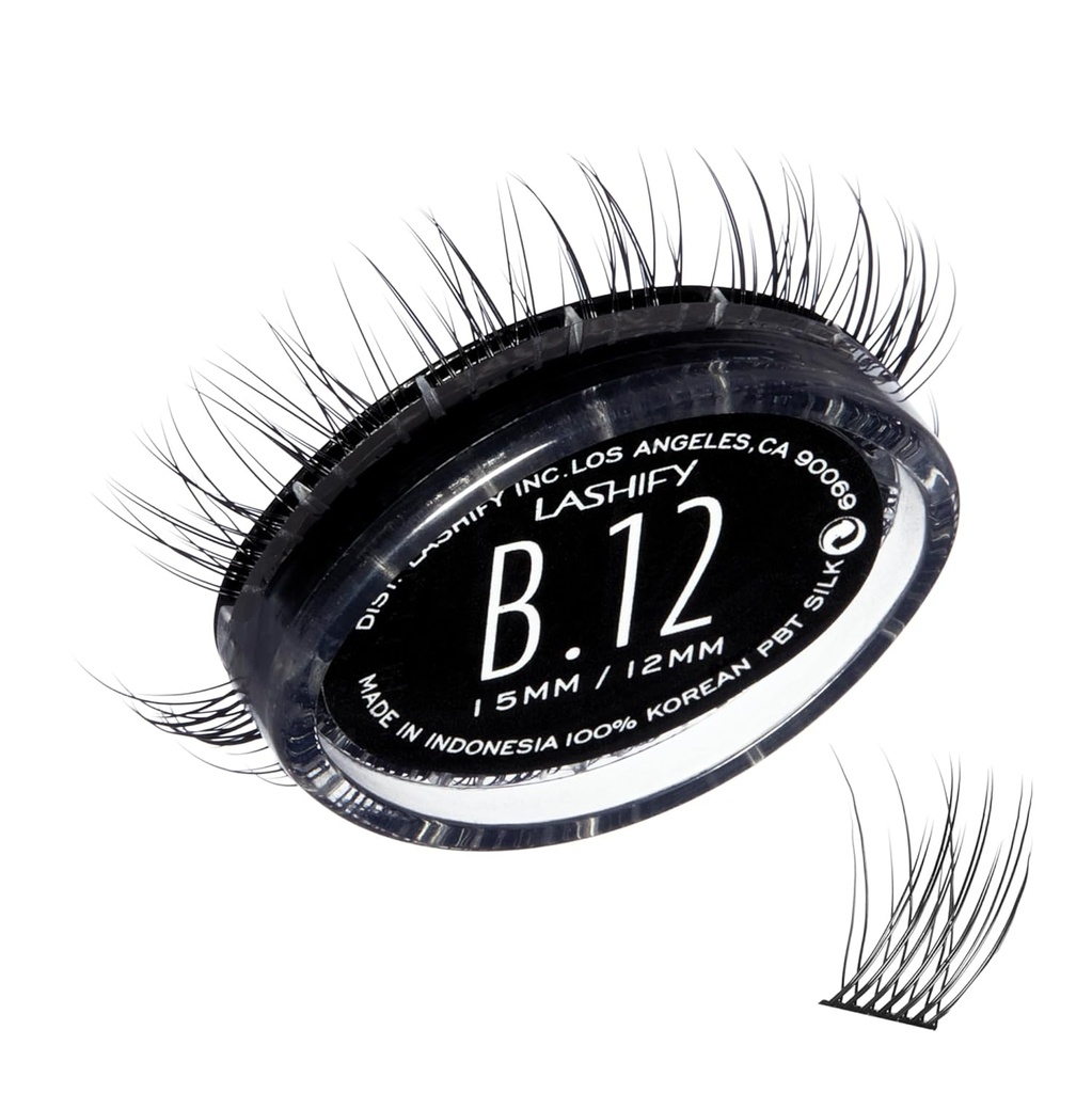 Lashify Bold 12mm Gossamer DIY Extensões de pestanas Refil, Preto, Fácil Cílios Falsos para um olhar natural
