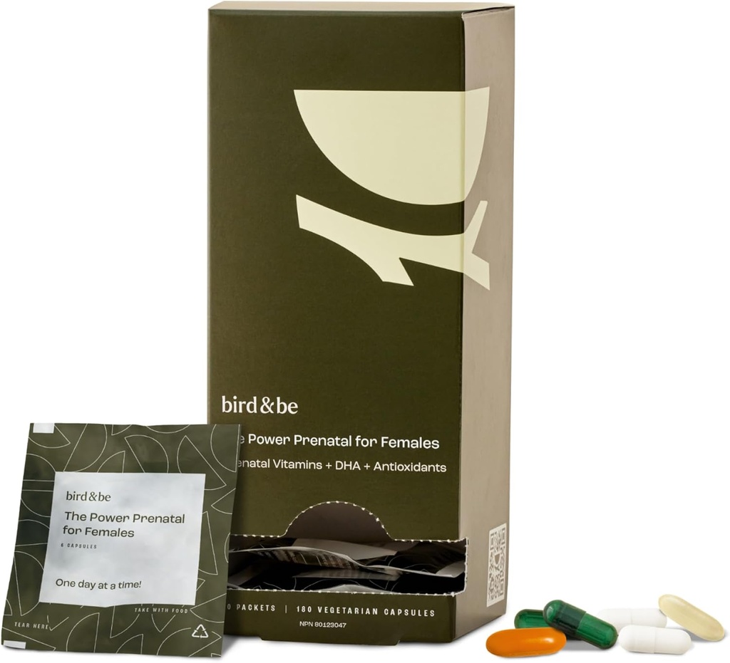 Ave & Be O pré-natal de potência para fêmeas - suporte de fertilidade com óleo de algas DHA (Omega-3), CoQ10 e N-Acetil Cysteine - fornecimento de 30 dias
