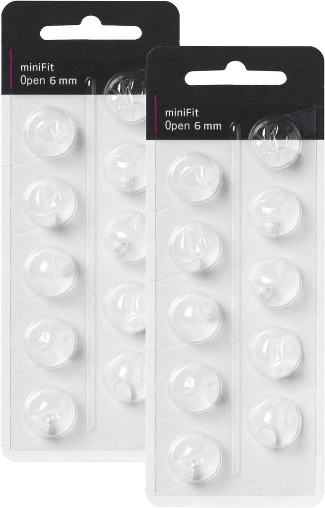 Domes de aparelhos auditivos para substituição de Oticon, Oticon Minifit Open Vent Bass Domes (6 mm/2 Packs), Universal Domes para suprimentos de aparelhos auditivos Oticon.