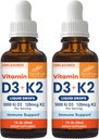 Vitamina D3 K2 de Sandhu gotas para adultos 5000 UI D3 Líquido, 120mcg K2 Suplemento 1 Fl Oz (Pacote de 2)