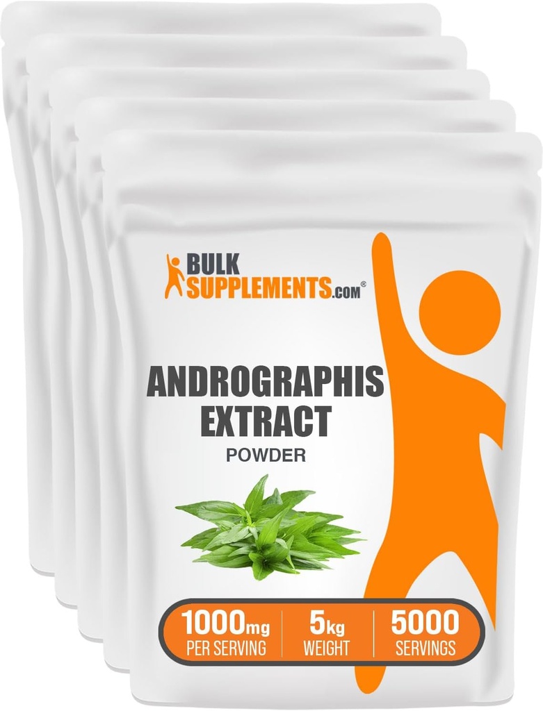 BulkSupplements.com Andrographis Extract Powder - Andrographis Paniculata, Suplemento de ervas, Andrographis Powder - Gluten Free, 1000mg por serviço, 5kg (11 lbs)