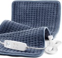 Almofada de aquecimento para alívio da dor nas costas, extra grande 33 x 17, almofada de aquecimento portátil para ombro, pescoço, cãibra, dor menstrual, com 6 temporizador atualizado e 6 controle de temperatura
