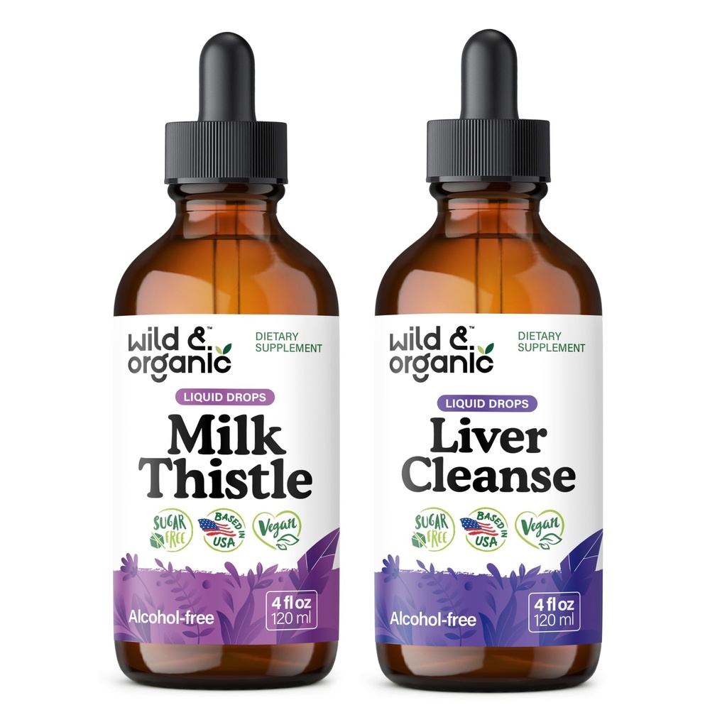 Cardo de leite selvagem e orgânico tintura 4 fl oz & fígado limpar tintura 4 fl oz
