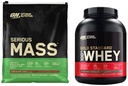 Nutrição ideal Peso massa grave Gainer proteína pó & ouro padrão 100% Whey Protein Pó, Chocolate rico duplo, 5 libras (embalando maio Vary)