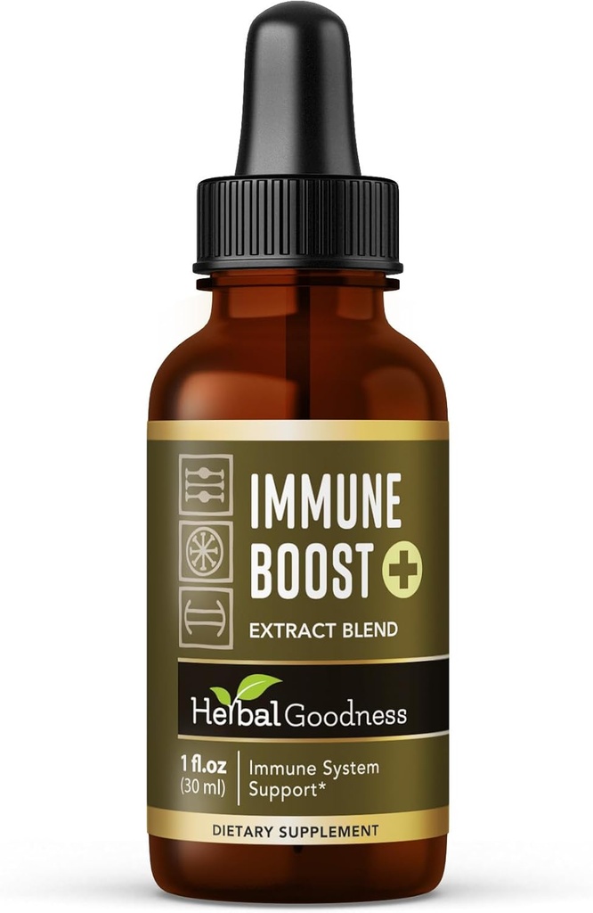 Herbal Goodness Imune Support Líquido 1oz – Suplemento Natural de Ervas para a Saúde Imune & Gut, Vitaminas Líquidas para Adultos & Crianças, com Echinacea, Astragalus e Graviola – 1 garrafa