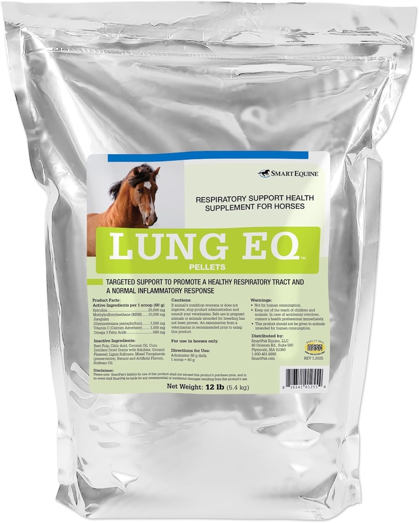 SmartEquine Lung EQ Pellets for Innovated Respiratory Support .Spirilina para cavalos com antioxidantes, ervas, minerais.