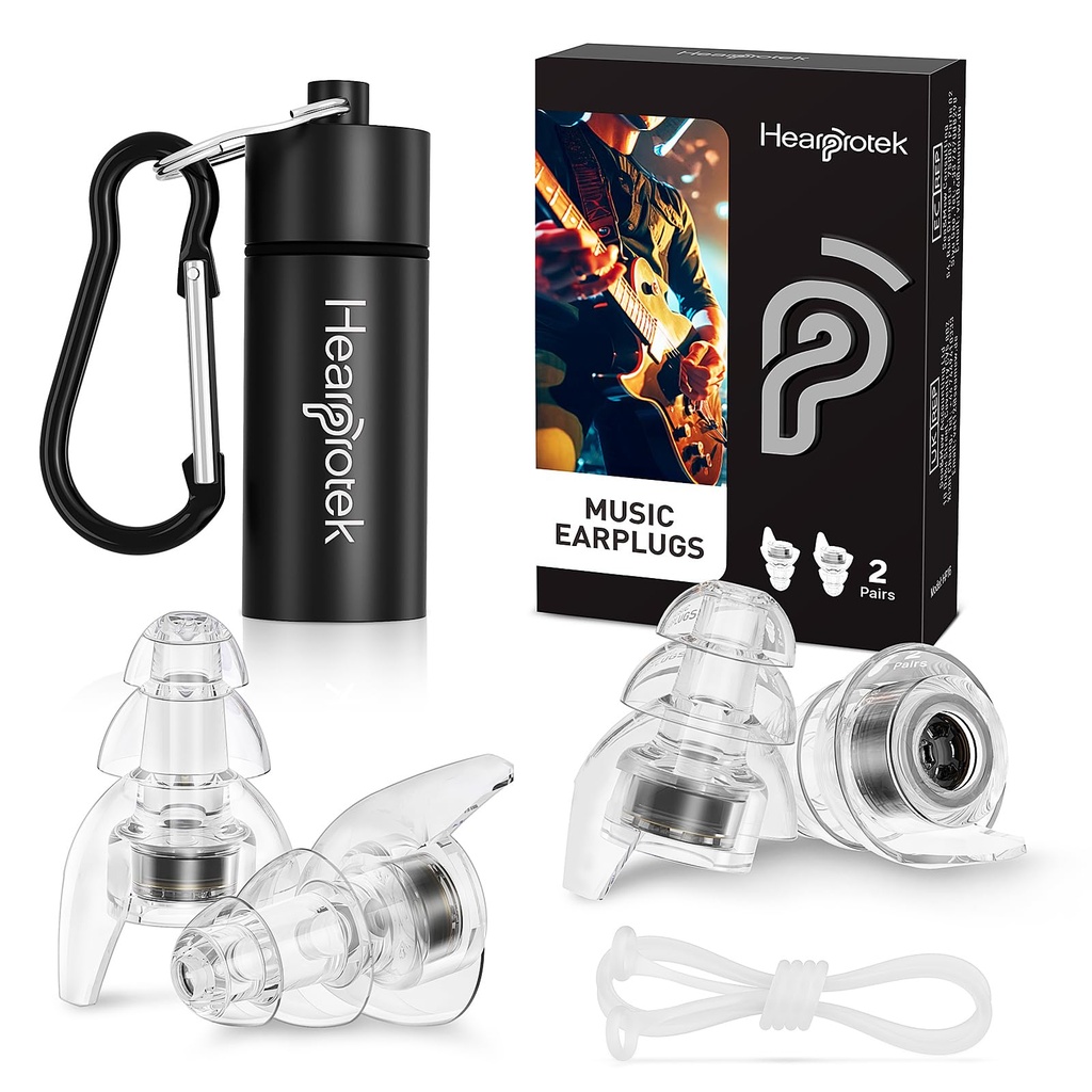 Hearprotek Concert Ear Plugs, 2Pairs Reutilizável alta Fidelidade Musician Ear Plugs para Concertos Loud Music-Noise Reduction Ear Protection fones de ouvido para Rave,Festival,Música,Tinnitus Alief