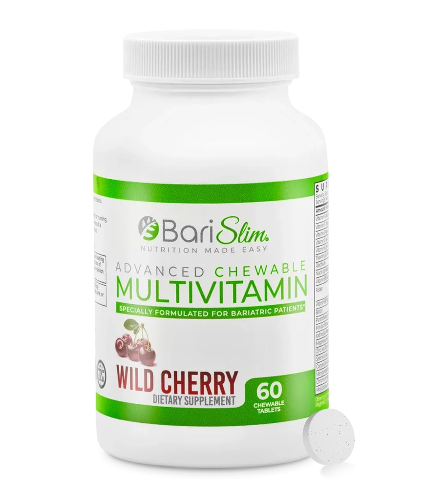 BariSlim Comprimidos Bariátricos Mastigáveis Bariátricos Multivitamínicos - Vitamina Bariátrica e Suplemento para Cirurgia Pós-Bariátrica Incluindo Bypass gástrico e manga gástrica
