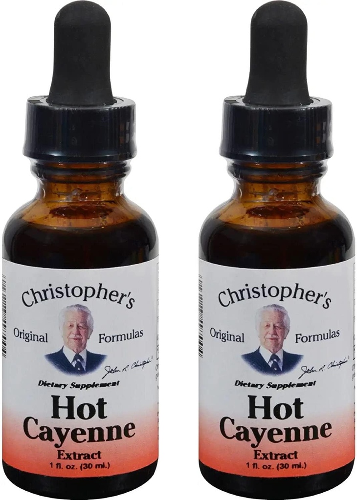 Fórmulas originais de Christopher Hot Cayenne Extract, 1 fl oz - Suplemento de ervas naturais - Pacote de 2