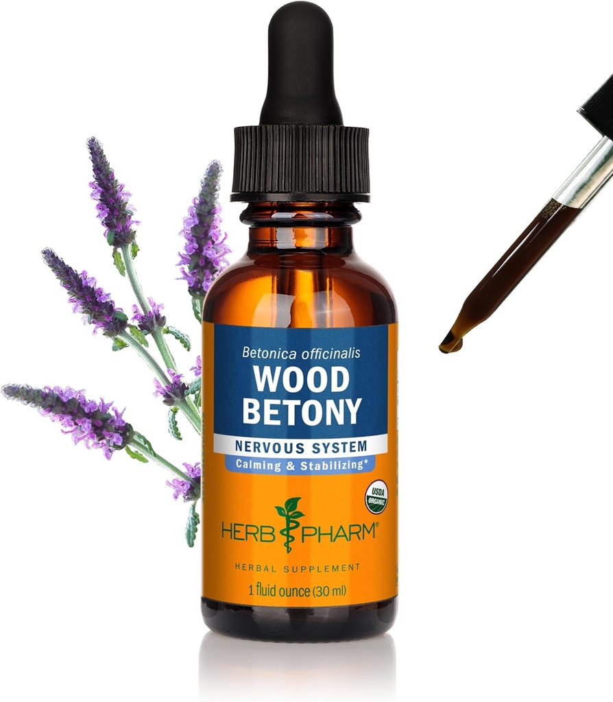 Herb Pharm certificado madeira orgânica Betony extrato líquido - 1 onça (DWOOD01)