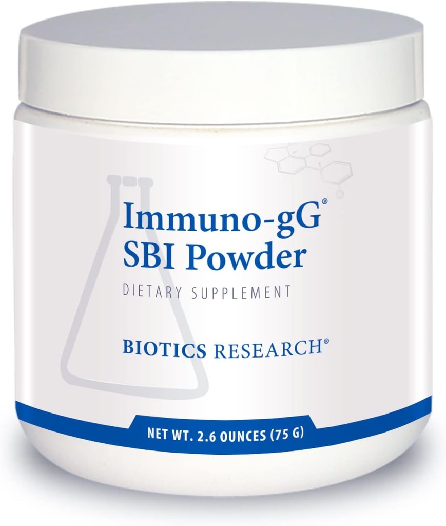 Biotics Research Immuno-gG Pó SBI Fórmula de Pó Fácil de Mix, Ultimate IgG, Gut Saúde Completa e Suporte Imune, Leite Livre, Concentrado de Imunoglobulina - 2.6 Oz