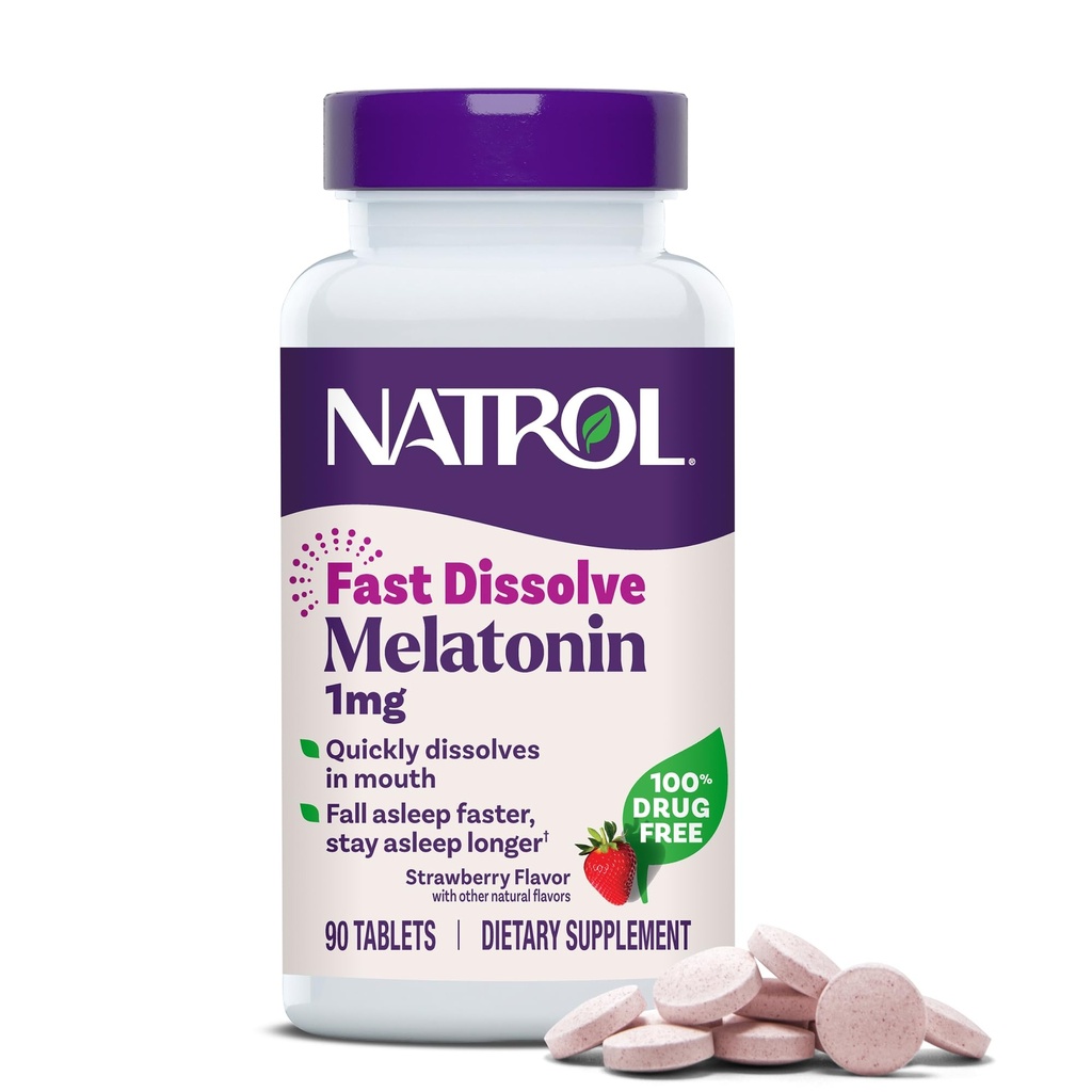 Natrol rápida dissolução Melatonina 1 mg, suporte para o sono para adultos