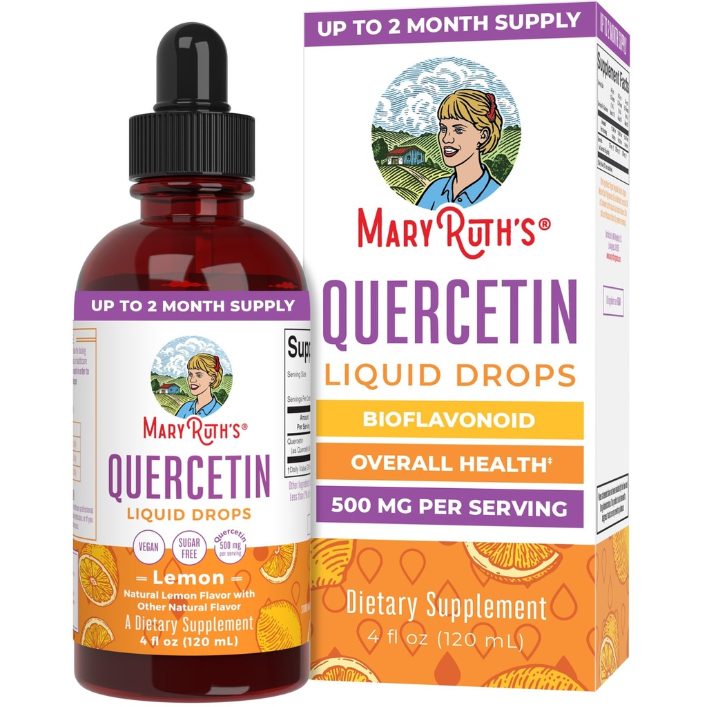 MaryRuth Orgânicos Quercetin Liquid Drops □ Açúcar Livre 500mg para Adultos 18 & Over □ Saúde Cardiovascular para Adultos