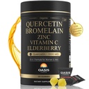 8-em-1 Quercetin com gomas de bromelaína 1000mg, Suplemento de Quercetin orgânico de alta potência com zinco e vitamina C, Elderberry, Bem-estar sazonal e apoio imunológico, Vegan, Açúcar grátis, 120 chicletes