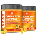 (2 Pack) Açúcar livre Quercetin com gomas de bromelaína para crianças e adultos - Imune, Antioxidante, Suporte sazonal, 1000mg Quercetin Suplementos com bromelaína, zinco, Elderberry, Vitamina C D3 E, 120 contagem