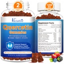 2 Pack Quercetin com gomas de bromelaína, Quercetin com Zinco de vitamina C e Elderberry para sistema imunológico e alergia, Mastigado e Vegan Gummies, Misturado sabor de Berry 120 Cts
