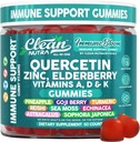 Limpar Quercetin Elderberry Imune Support Gummies Vitamina Zinc K2 D3 A Bromelain Goji Berry Turmeric Sea Moss Echinacea Astragalus Selenium Olive Leaf Immunity Supplement Gummy Vitaminas