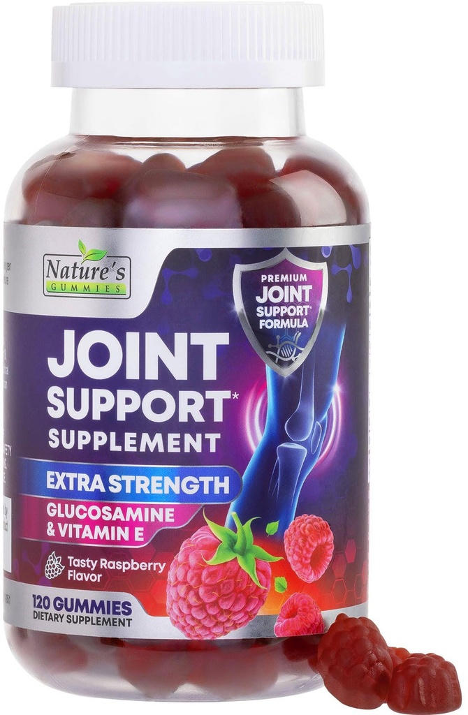 Suporte Conjunto Suplemento - Força extra Gummy Glucosamina apoia articulações Saúde e flexibilidade para costas, joelhos, mãos - Natural Vitamina E Imune Support - Melhores chicletes para mulheres e homens - 120 chicletes
