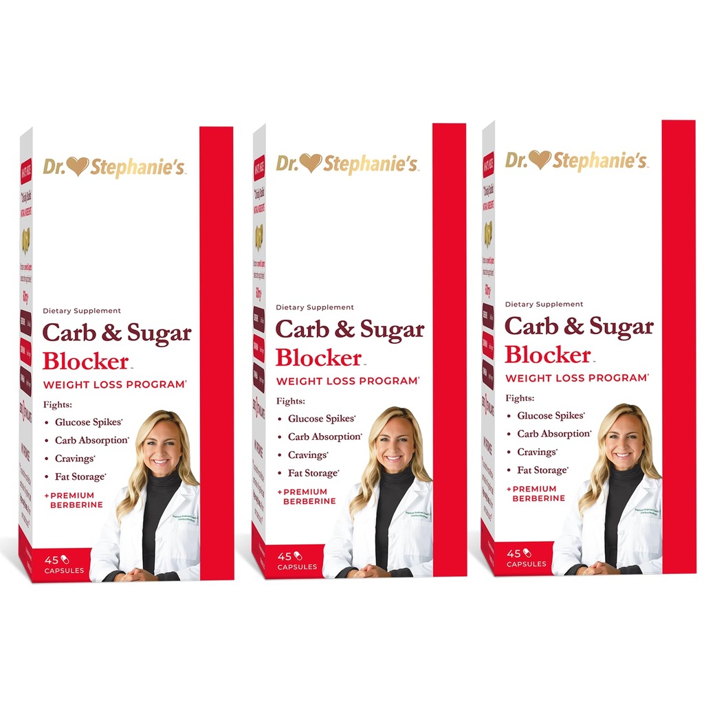 Dr. Stephanie's Mealtime Carb & Sugar Blocker - reduzir os carboidratos digeridos, açúcares, & calorias, estimulante-livre (3 pacote)
