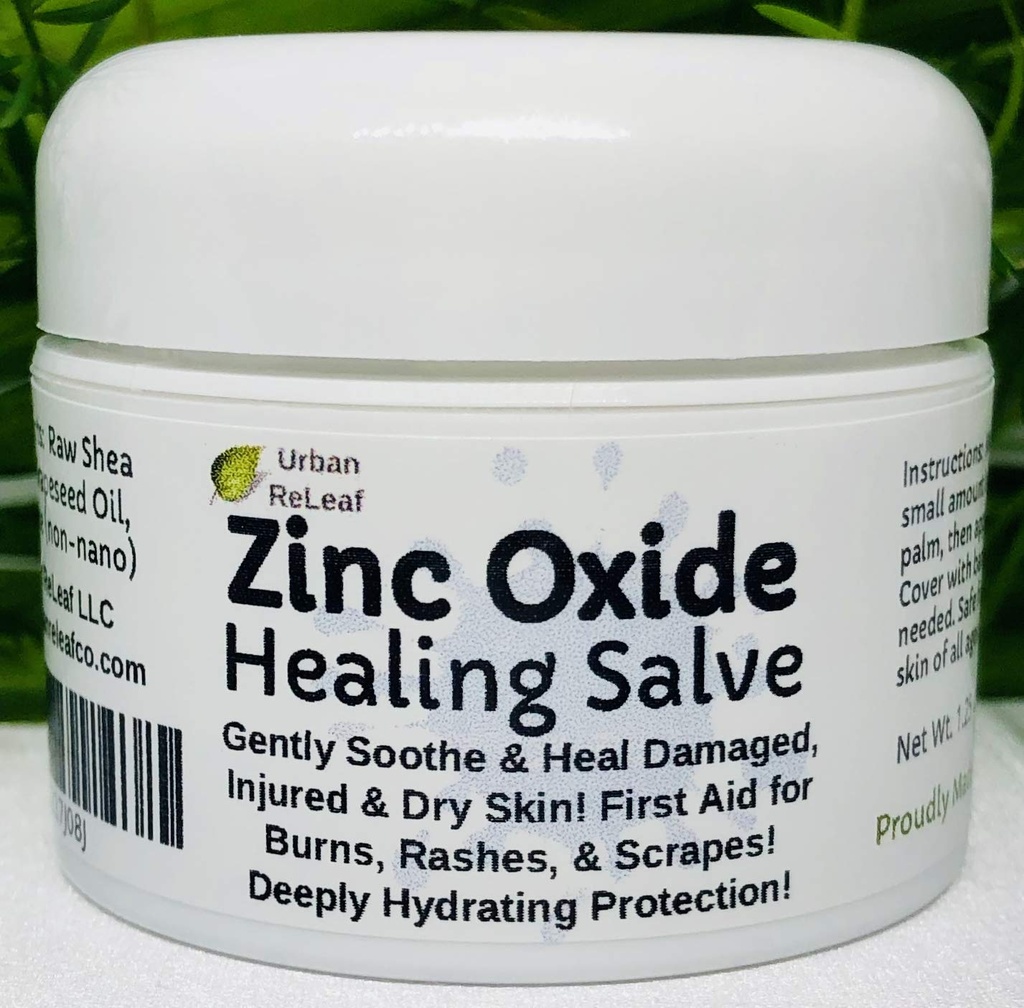 Óxido de Zinco Urbano ReLeaf! Calma e proteja suavemente a pele danificada, ferida e seca! Primeiros socorros, Burns, Rashes, Rashes! Proteção Profundamente Hidratante. 100% natural! Calma pele delicada de todas as idades.