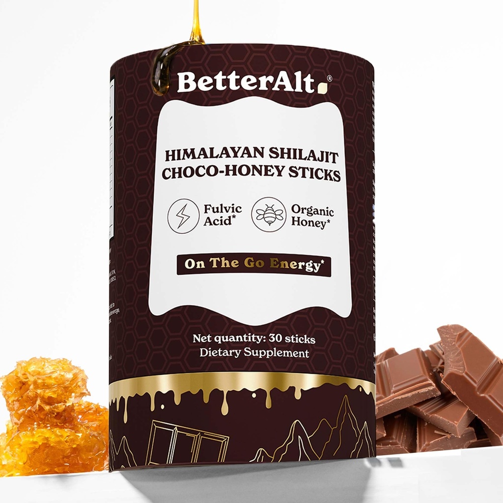 Melhor Alt Chocolate Shilajit Honey Sticks 75% Ácido Fulvico & 85+ Traço Mineral Infundido em Chocolate Raw Honey Himalayan Shilajit Energy Booster 30 Sticks Natural Stamina & Endurance Support