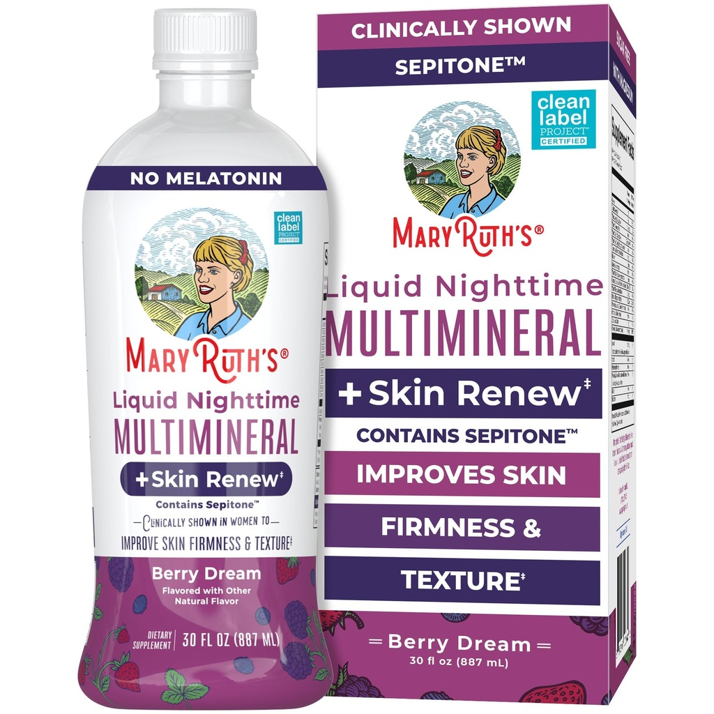 MaryRuth's Líquido Noturno Multimineral + Renovar a pele Exibido clinicamente em mulheres para reduzir as rugas finas e melhorar a firmeza da pele Sepitone