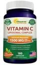 aSquared Nutrition Vitamina C Complexo lipossomal - 1500mg Suplemento - 180 Cápsulas - Pílulas de ácido ascórbico VIT C de alta absorção - Suporta Sistema Imune e Saúde do Colágeno - 90 Servimentos