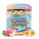 Crianças Gummies multivitamina com ferro, 450mg Algas Omega-3, Metilado B12, Folato, Fibra 2g, Probióticos, Magnésio, A, C, D, K, Zinco, Crianças Vitaminas para o crescimento, Cérebro, Olho, Gut, Imune, Açúcar Livre