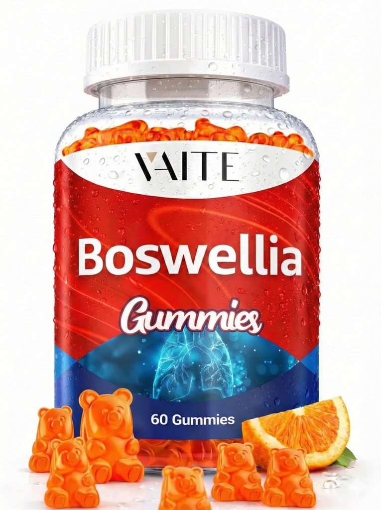 VAITE Boswellia Serrata Gummies 1200mg - Extrato de Frankincense indiano com ácido Boswellic, Suplemento baseado em plantas, Fórmula de saúde de apoio conjunto, Não-GMO, Sem glúten, Sem açúcar, 60 Mastigables
