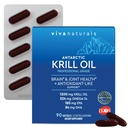 Viva Naturals Antárctico Krill Oil, 1200 mg – Omega-3 DHA & EPA com Astaxantina para a Saúde Conjunta, Sem Burp de Peixe, 90 Softgels