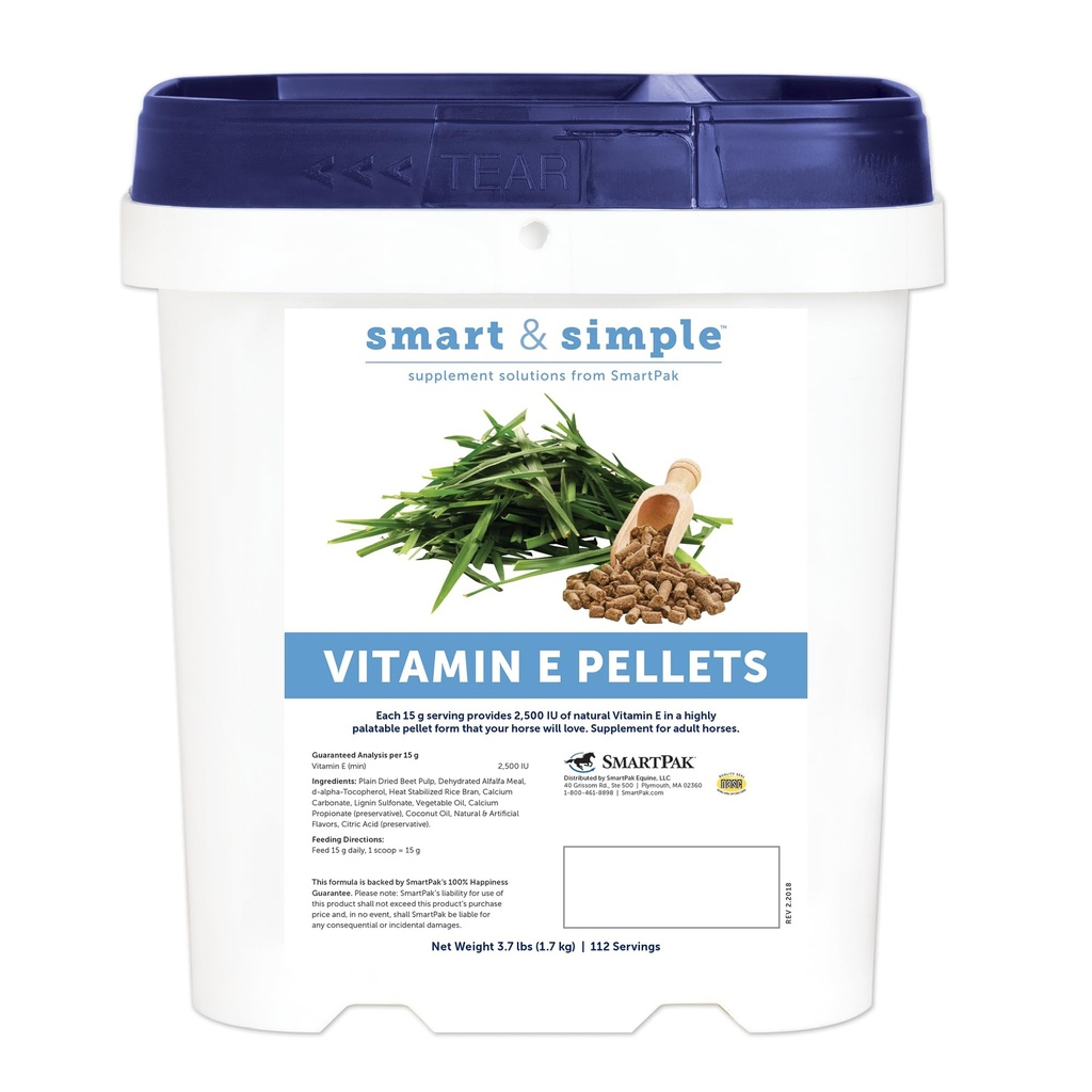 Smart & Simple Vitamina E Pellets (Pellets) Suplemento de Cavalos (Pellets) Vitamina E para Cavalos (Suporte Imune)