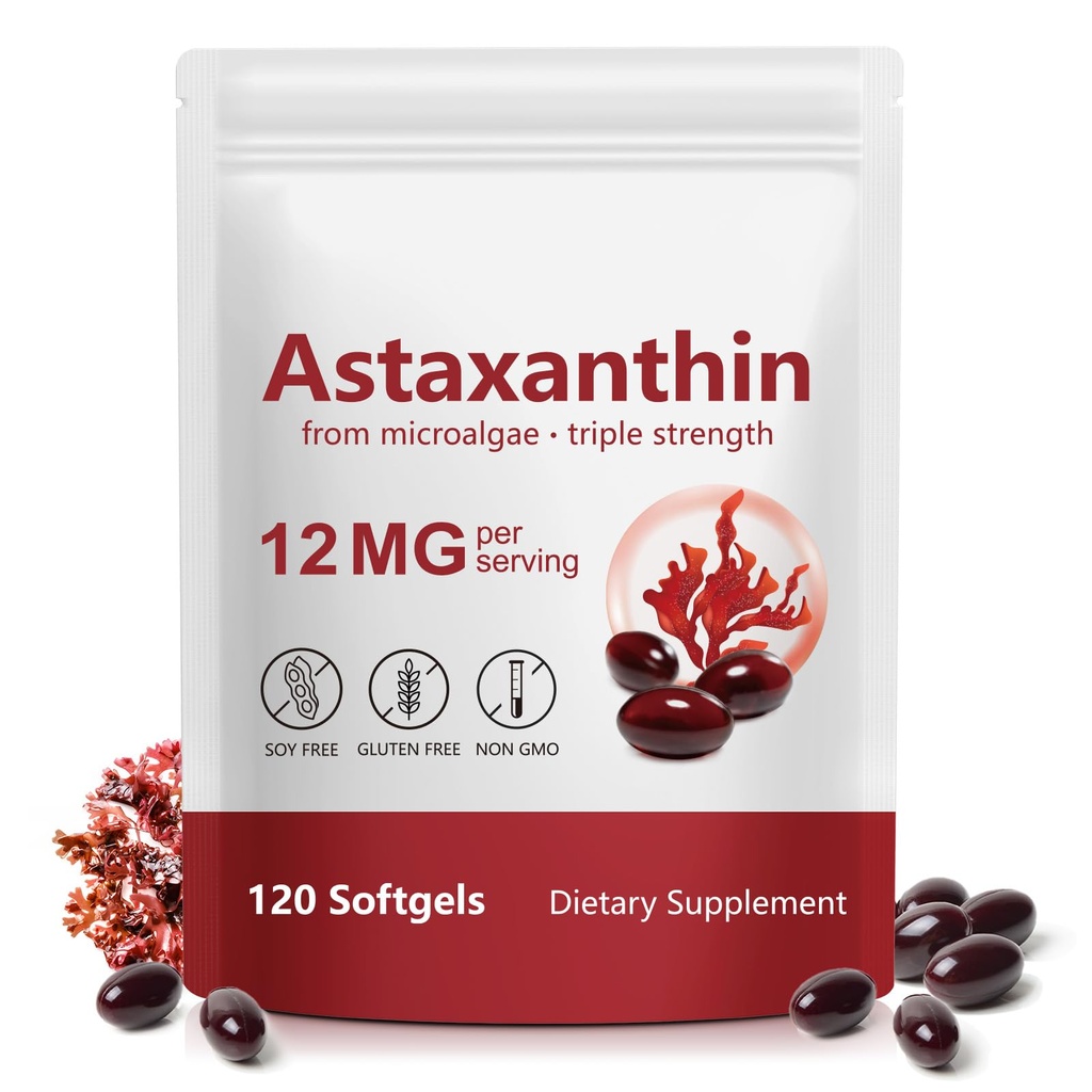 Tiuedu Astaxantina 12mg, 120 Softgels, Fornecimento 4 Mês, Suplementos Antioxidantes Astaxantina, Olho Suporta, Conjunção, Circulação Interna, Saúde da Pele
