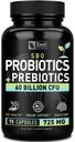 Probióticos e Prebióticos + SBO Probióticos (60 Bilhões UFC □ 90 Cápsulas) Acidophilus Probiótico w. Saccharomyces Boulardii, Bifidobacterium + Spore Probiótico & Organic Sprouted Prebiótico Fibra Mistura
