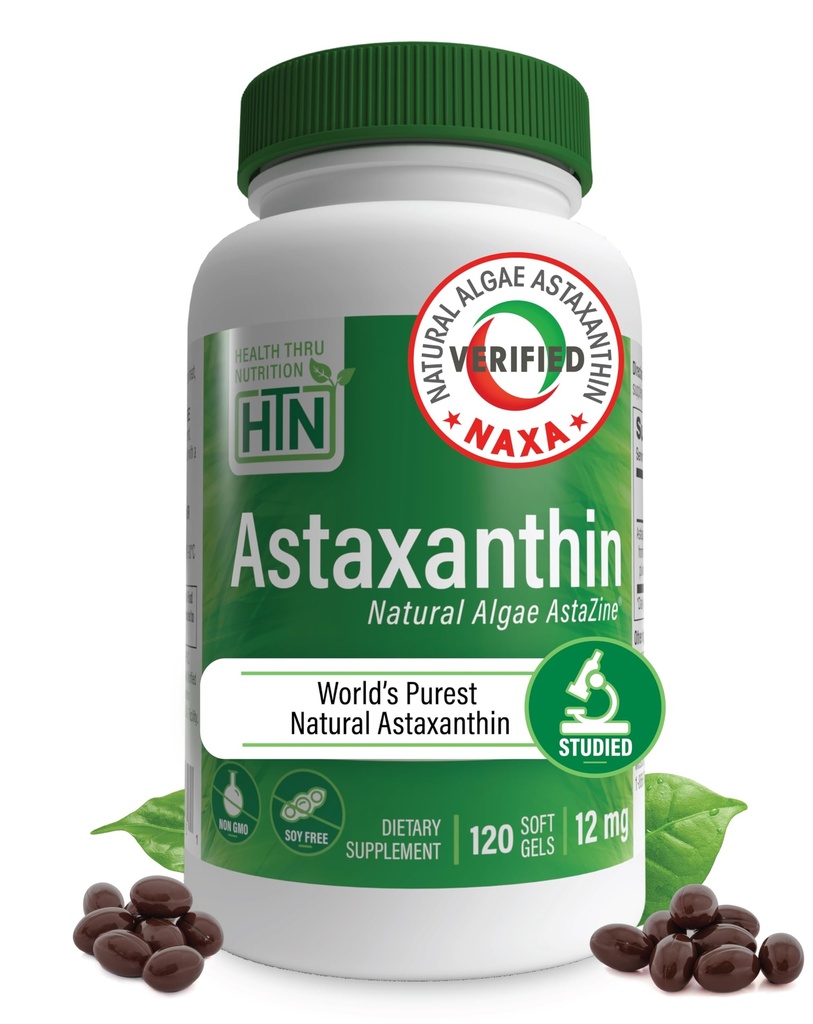 Saúde Thru Nutrition Astaxantina Força tripla 12mg Suplemento 120 Softgels □ AstaZine de Algae Organicamente Crescido em água Pristina Himalaia □ Suporte de pele e visão