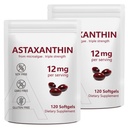 2 Pacote Astaxantina 12mg, Suplementos Antioxidantes Premium Astaxantina com Atividade Antioxidante, Suporta Olho, Imune, Saúde da Pele, Circulação Interna