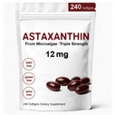 Astaxantina 12mg, Suplementos Antioxidantes Premium Astaxantina com Atividade Antioxidante, Suporta Olho, Imune, Saúde da Pele, Circulação Interna-240 Softgels