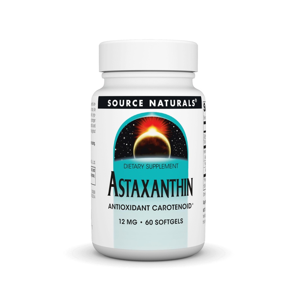 Fonte Natural Astaxantina, Carotenóide antioxidante, 12mg - 60 Softgels