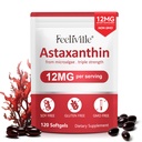 ABOUME Suplementos de Astaxantina, Astaxantina 12mg, Fonte de Microalgas Frescas, Suporta Olho, Imune, Saúde da Pele, Circulação Interna