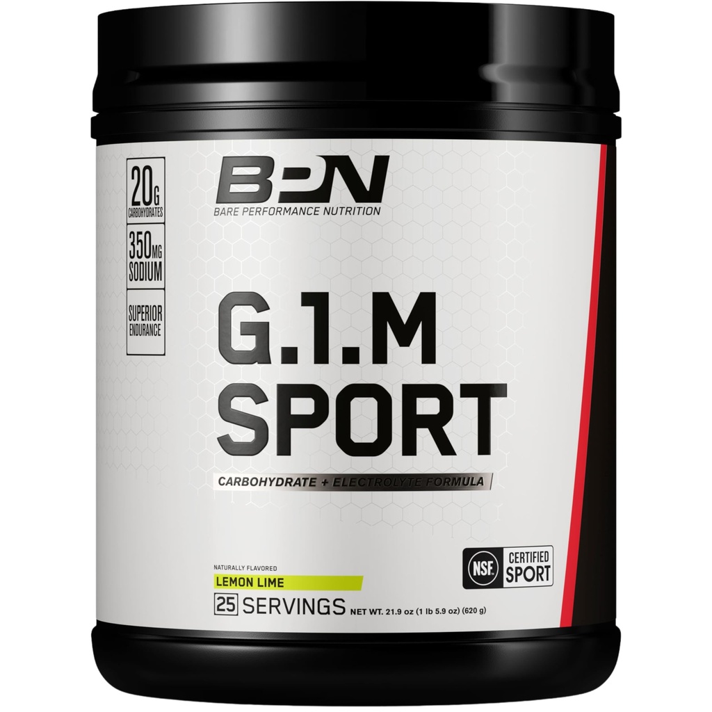 NUTRIÇÃO DE DESEMPENHO BARRE, BPN G.1.M Vá mais um esporte, combustível de treinamento de resistência, fórmula de pó de carboidratos e eletrólitos superiores, reduzir a fadiga, limão-limão, 25 Servings