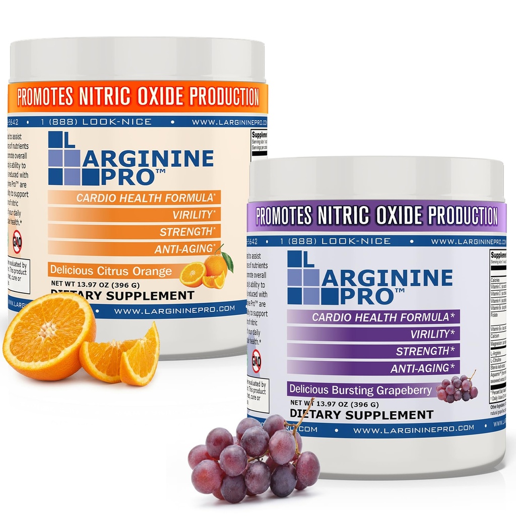 L-ARGININE PRO □ 5,500mg L-Arginina Plus L-Citrulina 1,100mg Uva e pó de laranja Mistura Suplemento para aumento da produção de óxido nítrico