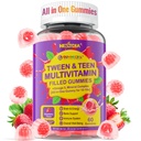 Nextdia Multivitamin Gummies Preenchidos para Adolescentes Meninas 12-17, 18, 19, Crianças 10+ Multivitamin com Omega 3, Cálcio + Magnésio + Zinco, Multi-Minerais para Adolescente 10-19S Cérebro, Osso, Energia, Imune